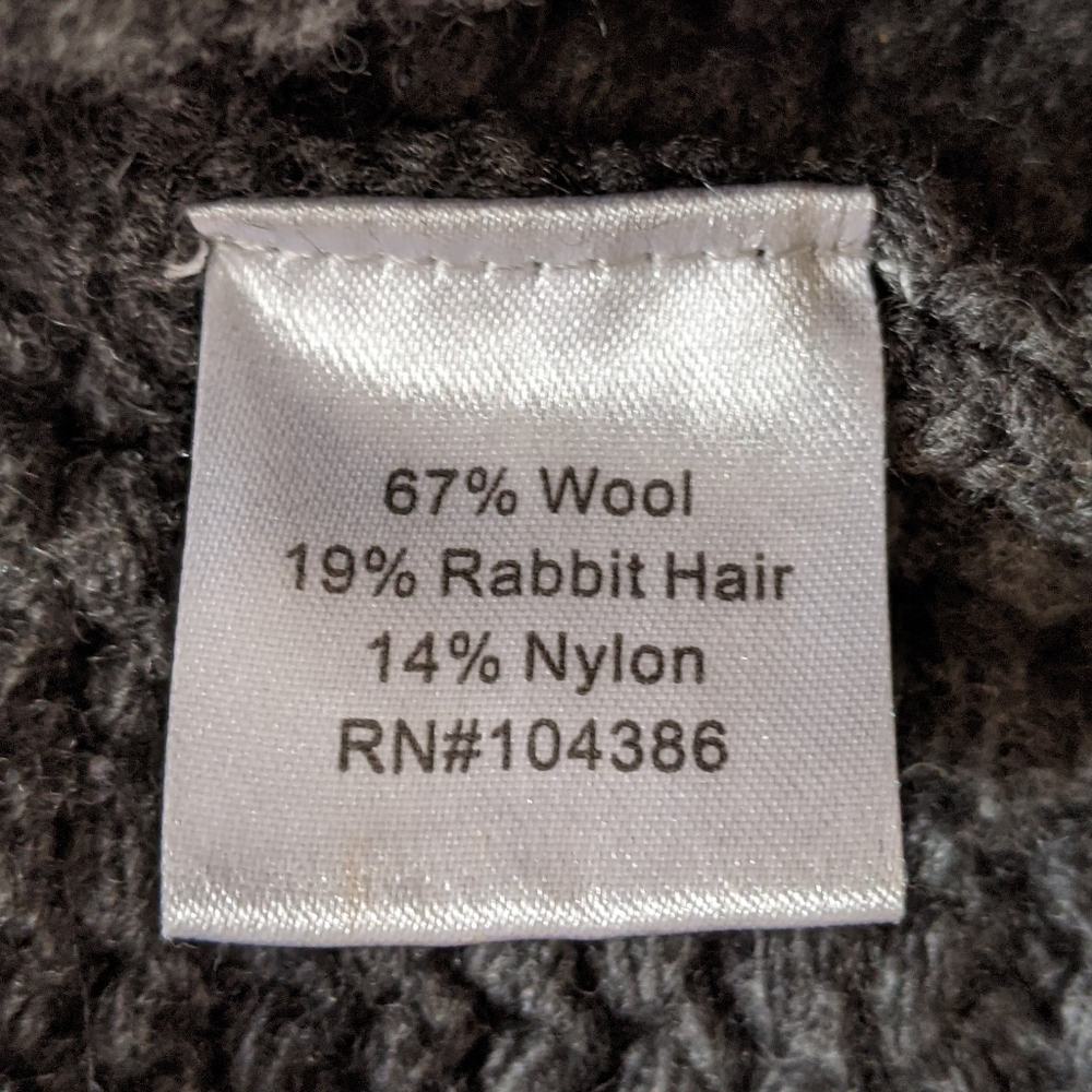 Boxy Garnet Hill Chunky wool rabbit hair Charcoal Gray Women's Cardigan Sweater - Picture 5 of 5